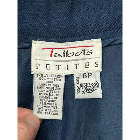 Talbots Petites Worsted Wool Belt Hoops Workwear Pleated Trousers SIze 6P Preppy - Picture 6 of 10